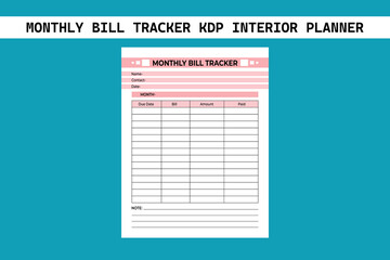 Monthly Bill Tracker KDP Interior Planner