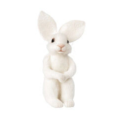 Obraz premium Cute soft toy white bunny, front view. Easter rabbit, symbol of the Chinese New Year 2023.