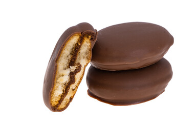 biscuit sandwich in chocolate isolated