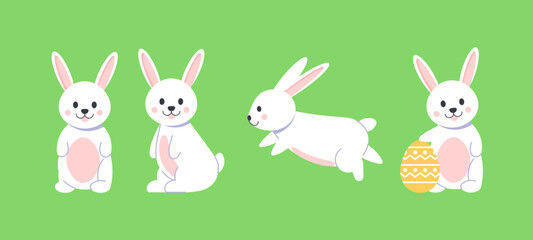 Easter bunny, easter rabbit flat vector illustration