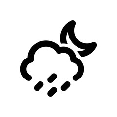 Rainy Night icon - vector illustration . Rain, Rainy, Night, Precipitation, Weather, Climate, Forecast, Moon, line, outline, icons .