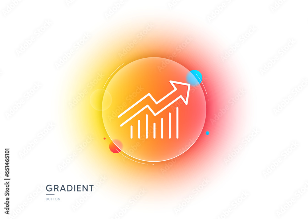 Aufkleber chart line icon. gradient blur button with glassmorphism. report graph or sales growth sign. analysi