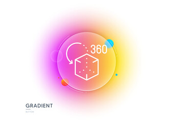 Augmented reality line icon. Gradient blur button with glassmorphism. VR simulation sign. 3d cube symbol. Transparent glass design. Augmented reality line icon. Vector