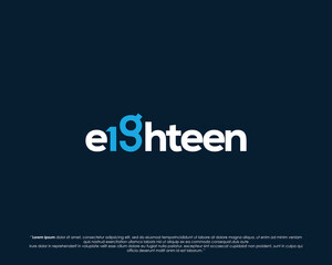 Word mark logo forms negative space of number eighteen