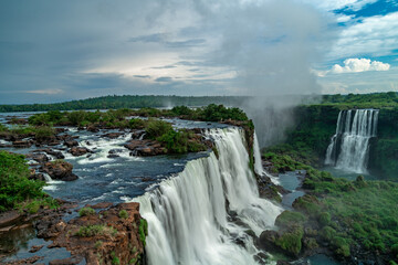 Naklejka premium Iguazu Falls on the border of Brazil and Argentina in South America