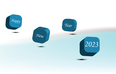 3D with Happy New Year 2023 and blue tone