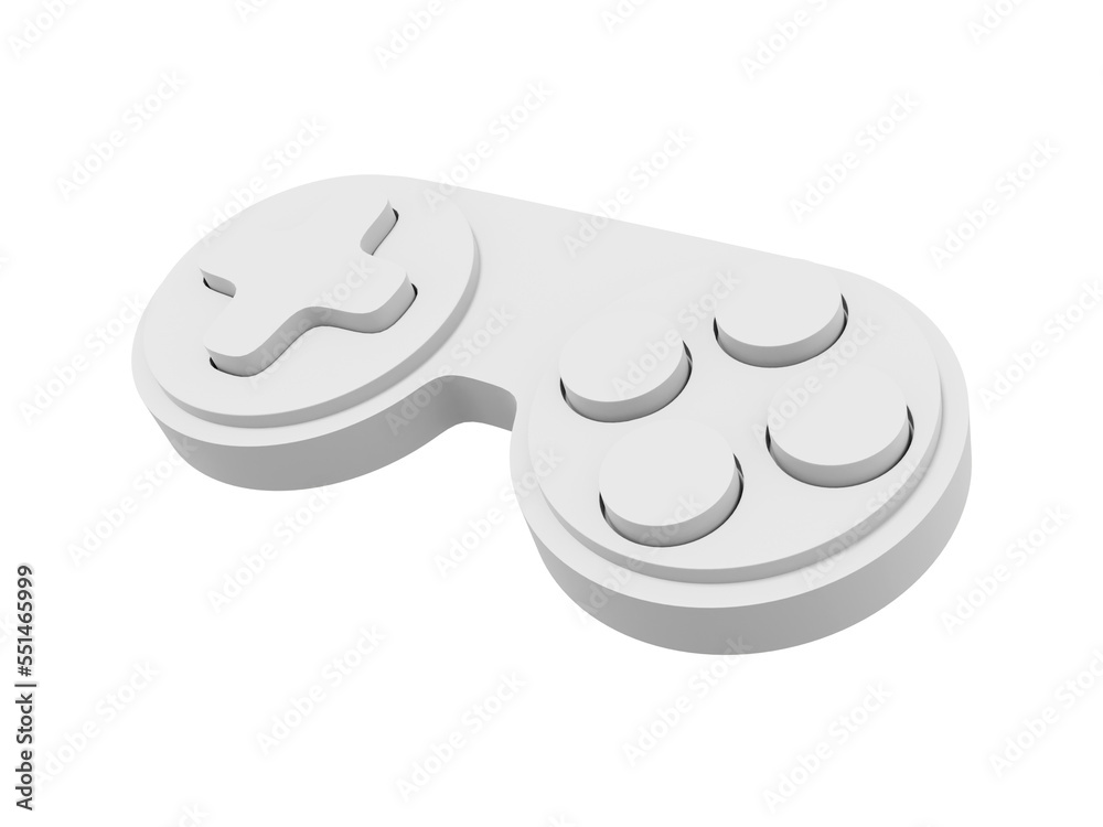Poster minimalistic console game controller. whitr isolated icon on white background. 3d rendering.