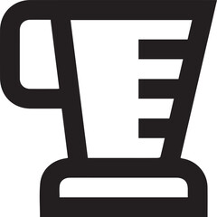 Silhouette Measuring cup with pour spout, handle. Outline icon of kitchen utensils. Black illustration of dish to measure liquid, dry cooking ingredients. Flat isolated vector emblem, white background