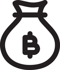 money bag bitcoin icon vector isolated on white background, Cash transparent sign , thin line design
