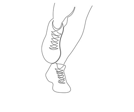 recommend clip art: abstract legs in sneakers are running. one line art