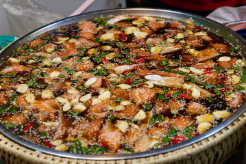 Thai street food salmon salad