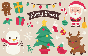 Obraz na płótnie Canvas Christmas elements and icons collection vector