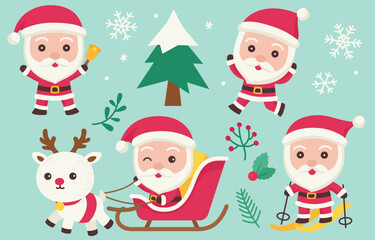 Obraz na płótnie Canvas Santa claus character doodle in winter theme