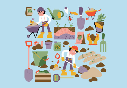 Blue Flat Design World Soil Day Illustration Asset