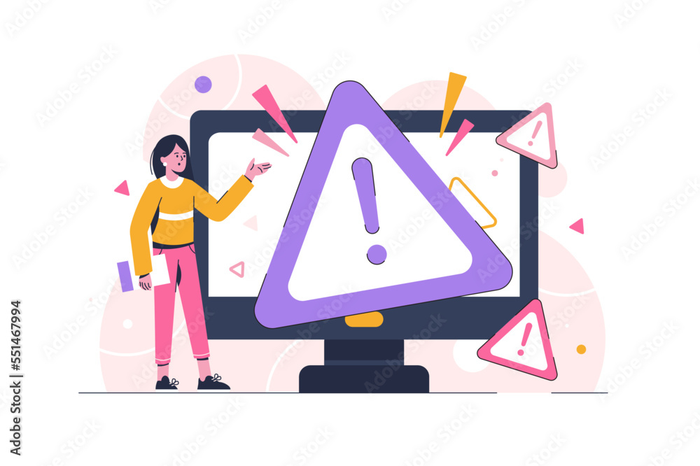 Poster concept operating system error warning for web page, banner, presentation. mistake caution, social m
