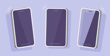 Cell Phone 3d mockup vector or mobile cellphone smartphone mock up template blank empty screen frame for app clipart illustration graphic, cellular telephone perspective angel isolated image