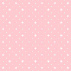 Seamless geometric pink and white pattern. Modern ornament with dotted elements. Geometric abstract pattern
