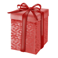 Watercolor red gift box.	