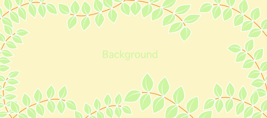 green frame with leaves as a yellow background
