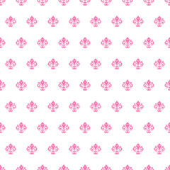 Seamless pattern. Modern geometric ornament with pink royal lilies. Classic vintage pink background