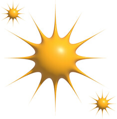 3D yellow stars sparkle firework, decoration twinkle, shiny flash. Glowing light effect stars and bursts,  isolated on white background 