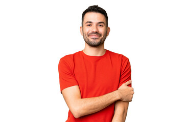 Fototapeta premium Young handsome caucasian man over isolated chroma key background laughing