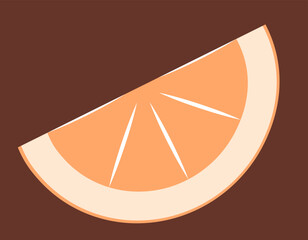 Slice of orange. Sweet fruit in flat style.
