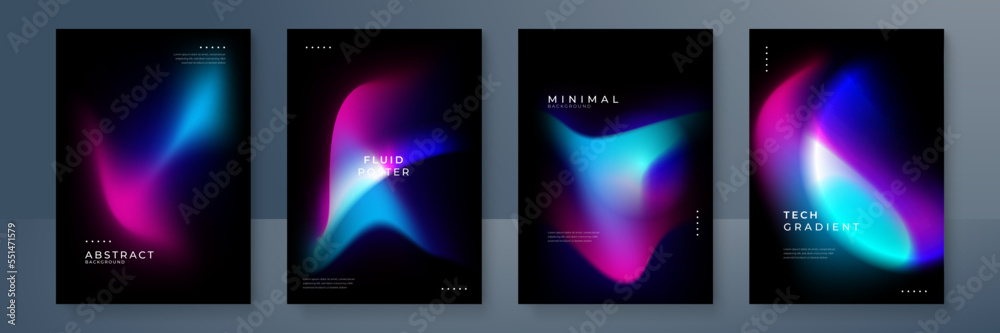 Canvas Prints blue pink purple blurred gradient background with aurora shape and light texture on black background