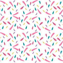 Bright feathers seamless hand drawn pattern