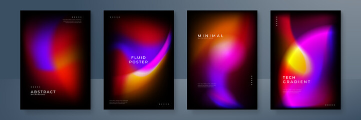 Modern red purple orange blurred gradient background with aurora shapes and technology business concept. Trendy gradient flowing pattern texture for poster cover design. Minimal color template.