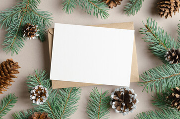 Obraz na płótnie Canvas Christmas greeting card, invitation or flyer mockup
