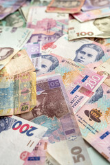different UAH ukrainian money, finance concept, grivna