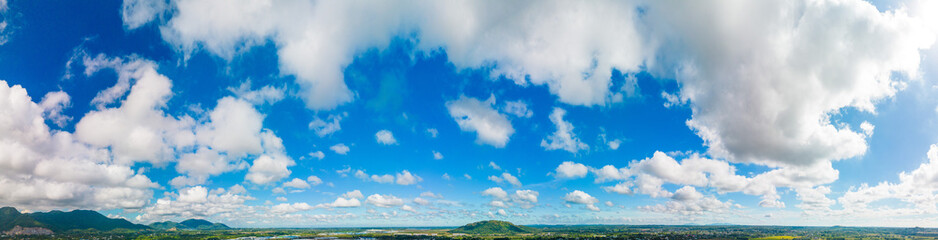 Beautiful view of blue sky with clouds. Beautiful shapes, partly cloudy. Colorful sunset. Natural sky background texture, beautiful color. Bright landscape in the blue sky.
