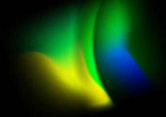 Blurred background with green yellow blue aurora gradient color