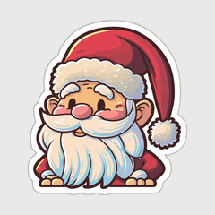Collection of Cute Christmas Santa Claus isolated. Christmas Set of Cheerful, funny Santa clause for winter holidays. Happy Santa Claus cartoon character ready new year. vector sticker.
