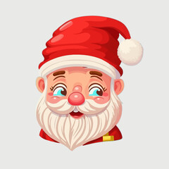 Collection of Cute Christmas Santa Claus isolated. Christmas Set of Cheerful, funny Santa clause for winter holidays. Happy Santa Claus cartoon character ready new year. vector sticker.
