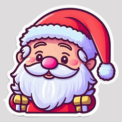 Collection of Cute Christmas Santa Claus isolated. Christmas Set of Cheerful, funny Santa clause for winter holidays. Happy Santa Claus cartoon character ready new year. vector sticker.