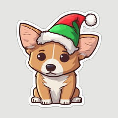 dog wearing a Christmas red sweater with Nordic snowflake pattern vector cartoon illustration or sticker  isolated on white. Funny humorous Christmas, pet lover, pet clothes theme design element.