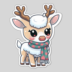 Obraz na płótnie Canvas Christmas reindeer red nosed deer cartoon character wearing a Santa Claus hat