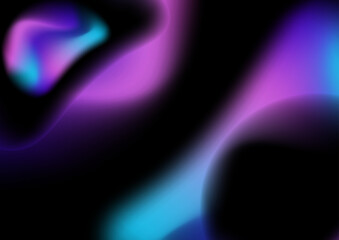 Abstract blurred hologram gradient background with blue pink purple gradient aurora texture. Abstract technology liquid wavy shapes futuristic banner. Glowing vector with aurora