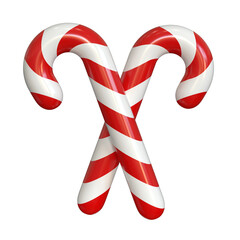 Two candy canes isolated on a white background 3d rendering