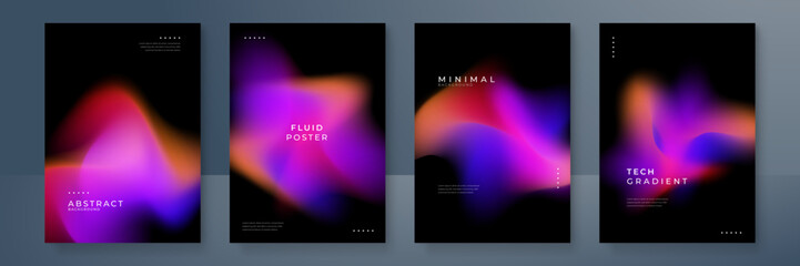 Fluid blurred gradient background vector. Modern and minimal style posters with colorful, geometric shapes, aurora and liquid color. Modern wallpaper design for social media, poster, banner, flyer.