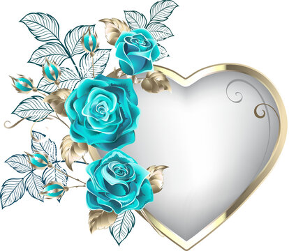 Heart with Blue Roses