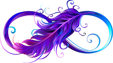 Infinity symbol with purple feather