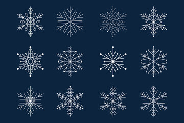 Naklejka na ściany i meble snowflake set bundle collection flat icon vector illustration EPS10
