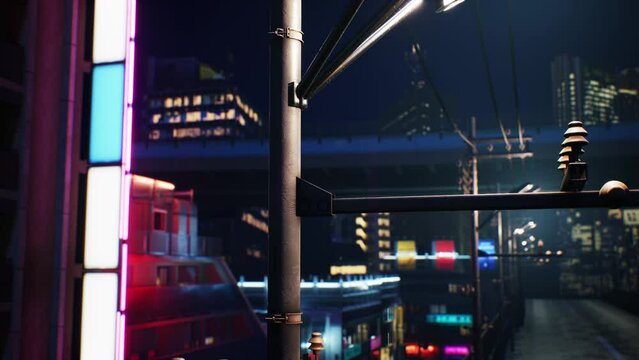 night scene of japan city with neon lights