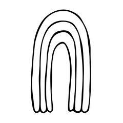 Single rainbow doodle illustration. Hand drawn clipart for card, design