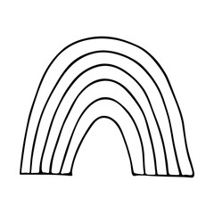 Single rainbow doodle illustration. Hand drawn clipart for card, design