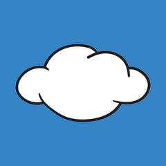 comic drawing of a cloud in the blue sky. vector graphic