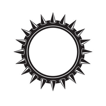 Collar with sharp metal pickles vector icon isolated on white.